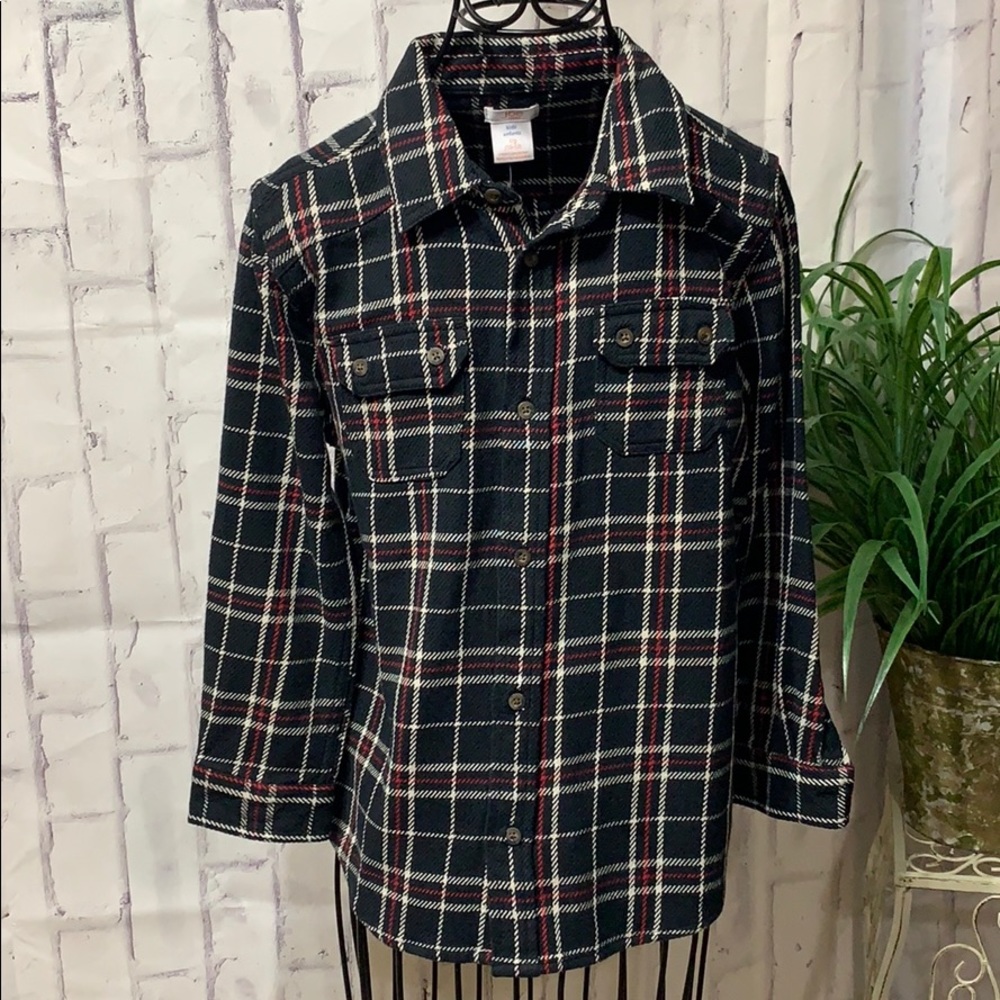 Joe Fresh Plaid Shirt Button-Up Ribbed Heavy Weight Cotton